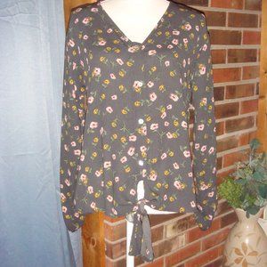 Les Amis Floral Tie Front Top S